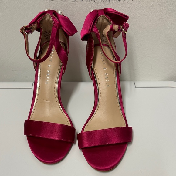 Kelly & Katie Shoes - Kelly & Katie Tamatha Crimson Satin Heels